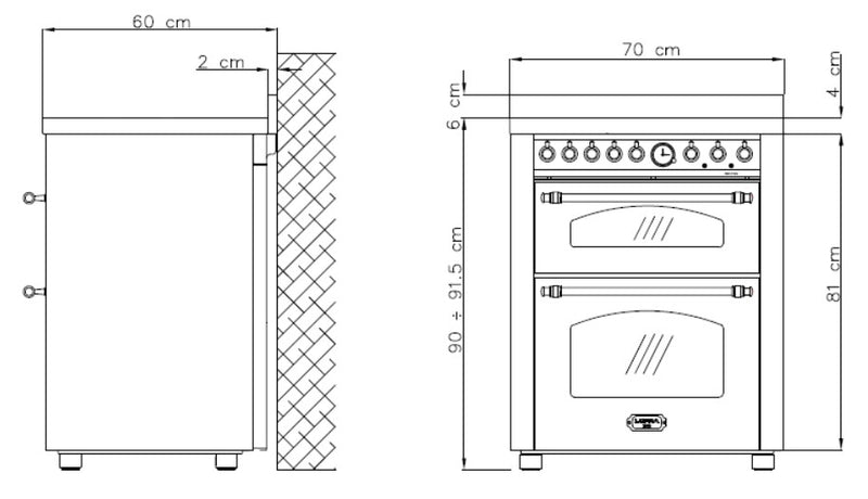 LOFRA - DOLCEVITA INDUCTION - DOUBLE OVEN 70cm - RNMUD 76 MFTE/ 4I - Black Bronze Finish 