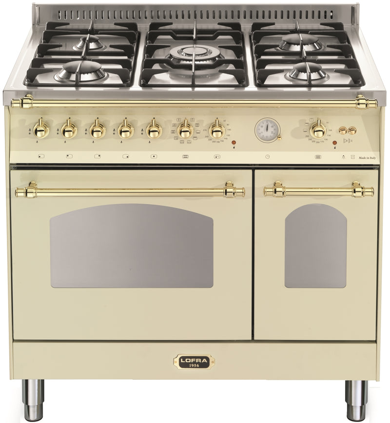 LOFRA - DOLCEVITA Komplett-Set Gaskochfeld Ivory/Messing Finish