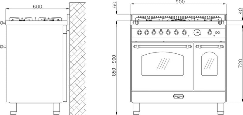 LOFRA - DOLCEVITA - DOUBLE OVEN 90 cm - RNMD 96 MFTE/ CI - Black - Bronze Finish 