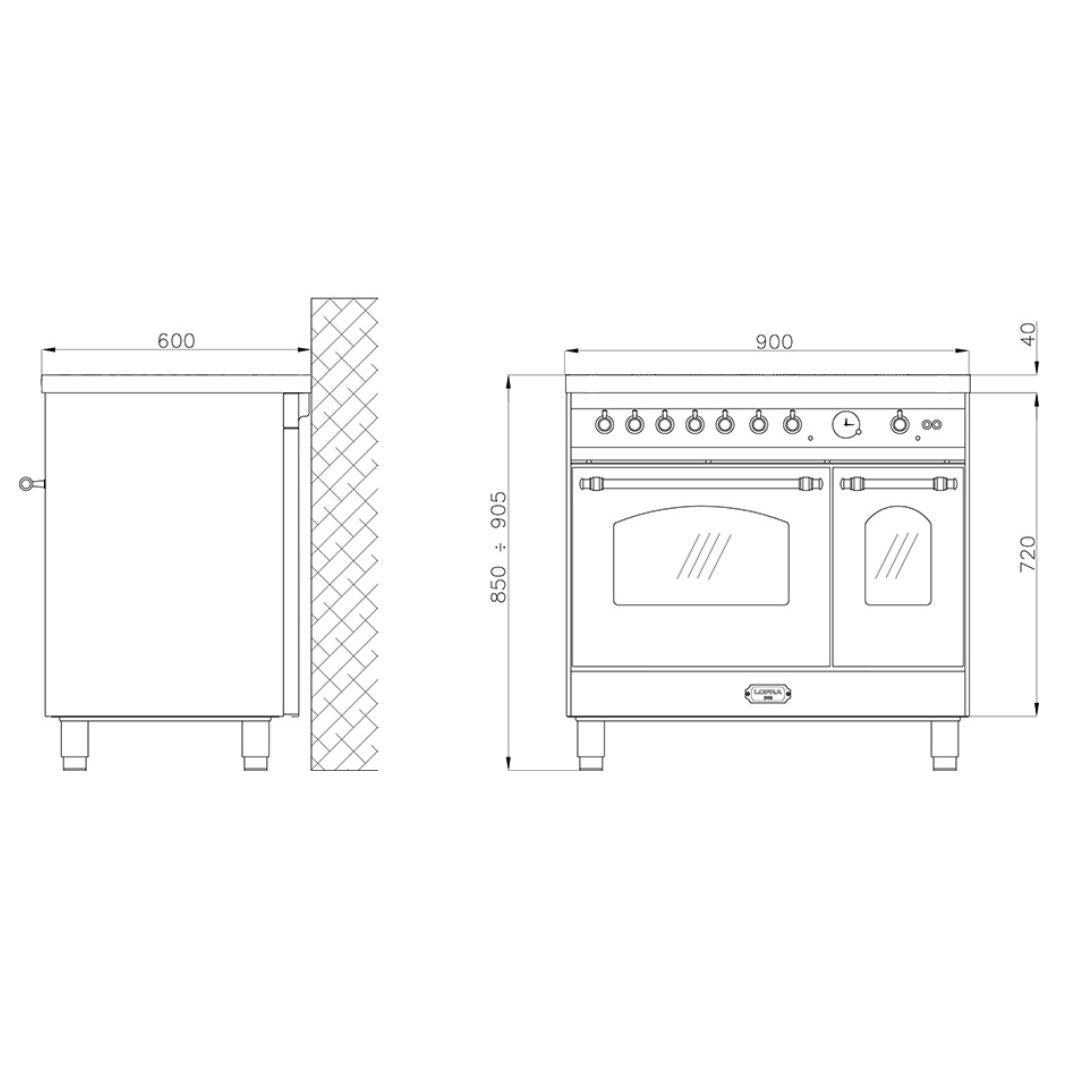 LOFRA - DOLCEVITA INDUZIONE - DOPPIO FORNO 90cm - RNMD 96 MFTE/ 5IF - Nero - Finitura Cromo
