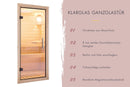 Karibu Mini Gartensauna "Saunahaus Hytti 2 Exclusive naturbelassen / + Ofen und HUUM WIFI Steuergerät Sparset" 4 Personen