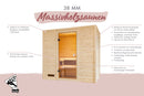 Karibu Massivholzsauna "Sauna Mila 3" 2 Personen 9 kW Bio-Kombi Ofen + Steuergerät HUUM WIFI