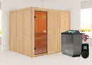 Karibu Innensauna "Sauna Hannah 5" 5 Personen 9 kW Bio-Kombi Ofen + Steuergerät HUUM WIFI