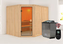 Karibu Innensauna "Sauna Hannah 4" 5 Personen 9 kW Bio-Kombi Ofen + Steuergerät HUUM WIFI