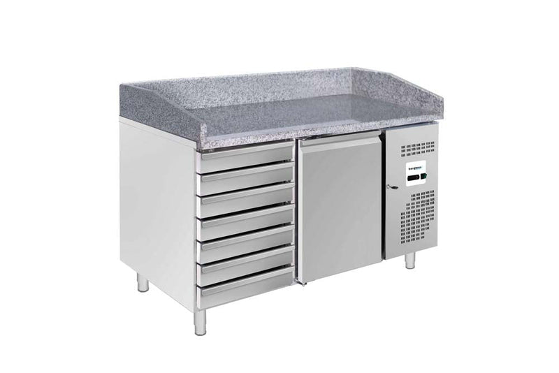 Bergman  Ecoline 800 Pizzakühltisch 1-Türig & 7 Ungekühlte Schubladen - 132 L