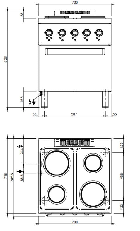 Bergman Profiline 700 electric stove with 4 plates and electric oven