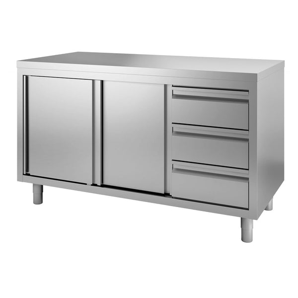 Bergman Profiline work cabinet 600 with hinged doors and drawers, W1200