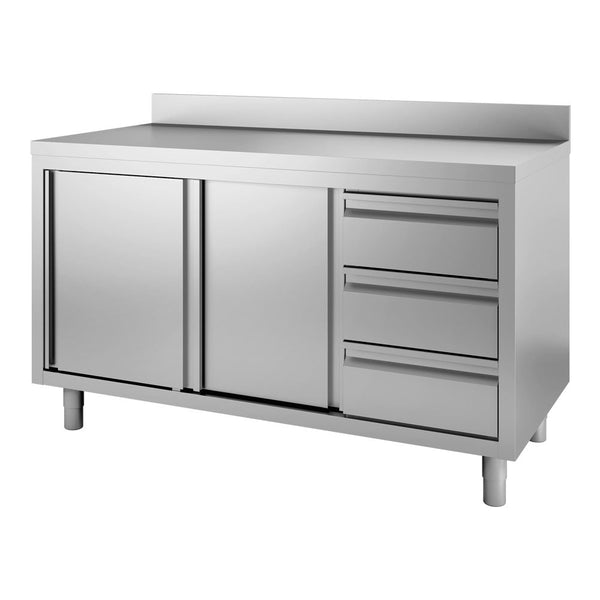 Bergman Profiline work cabinet 600 with sliding doors, drawers &amp; upstand B1500