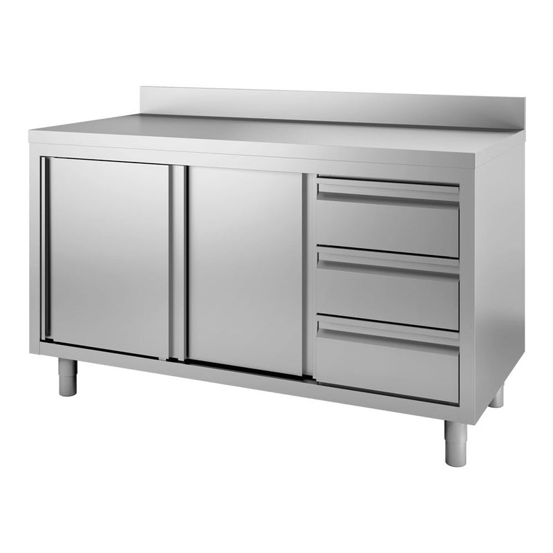 Bergman Profiline work cabinet 600 with sliding doors, drawers &amp; upstand B1500