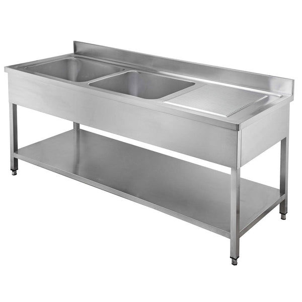Bergman Profiline Sinks 700 with 2 Left-Hand Basins and Draining Board B1600