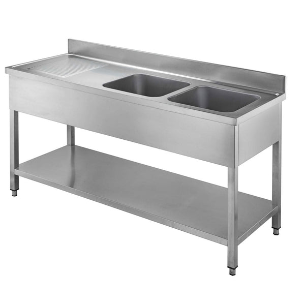 Bergman Profiline Sinks 700 with 2 basins on the right and draining board B1600