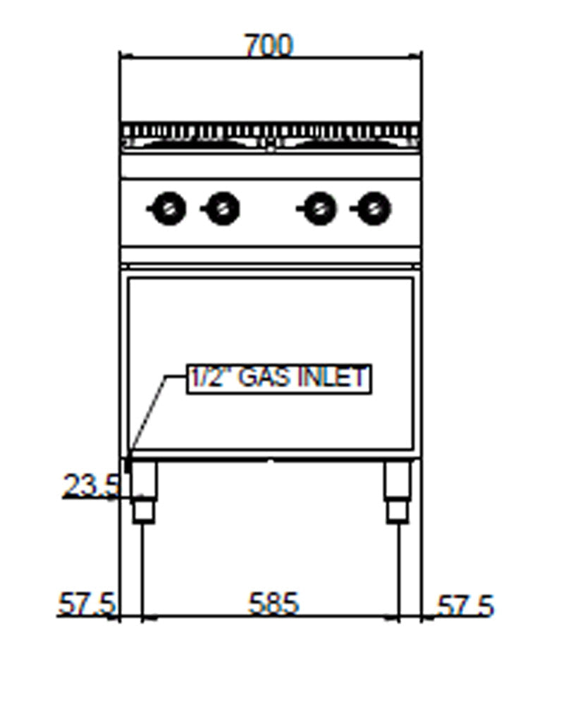 Bergman Profiline 700 Gas Stove with 4 Burners &amp; Open Base