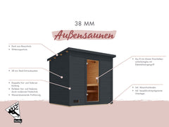 Karibu Saunahaus Hytti 6 – Anthrazit – Vorschau 12