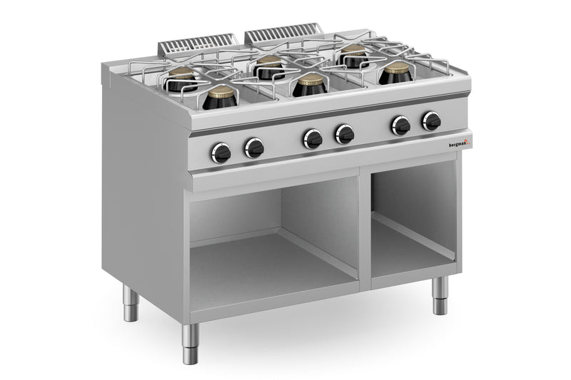 Bergman Profilline Plus 700 Gasherd Mit 6 Flammen & Offenem Unterbau - 33 Kw