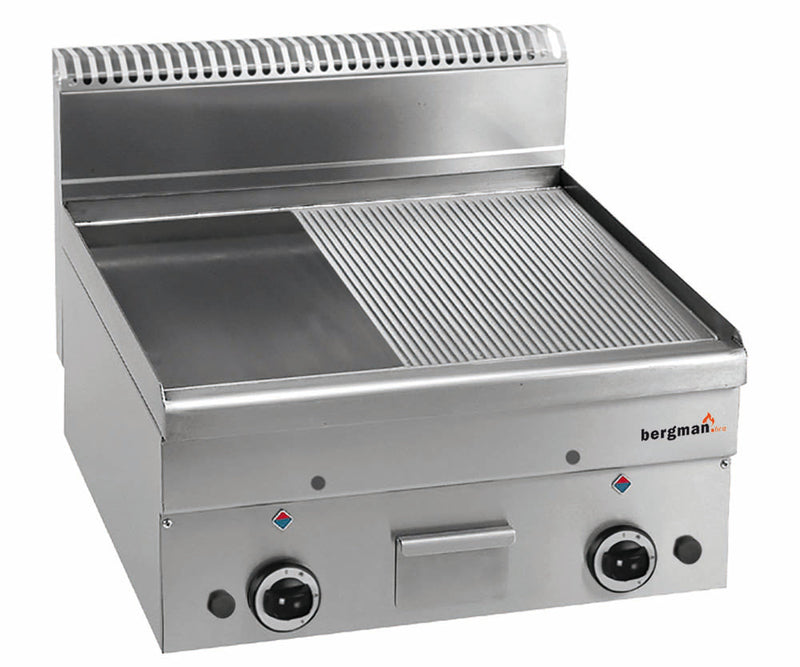 Bergman Profilline Plus 600 Gas-Grillplatte 2/3 Glatt 1/3 Gerillt - 10,2Kw
