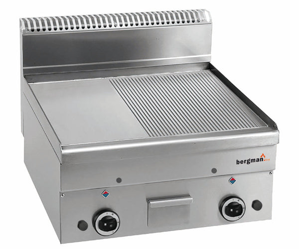 Bergman Profilline Plus 600 Gas Grill Plate 2/3 Smooth 1/3 Grooved - Chrome-Plated - 10.2 Kw