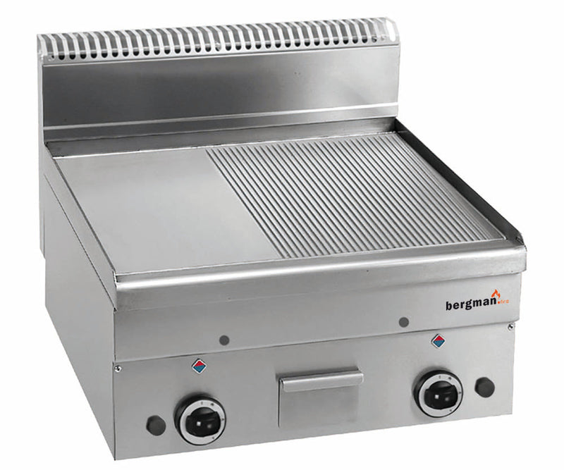 Bergman Profilline Plus 600 Gas Grill Plate 2/3 Smooth 1/3 Grooved - Chrome-Plated - 10.2 Kw