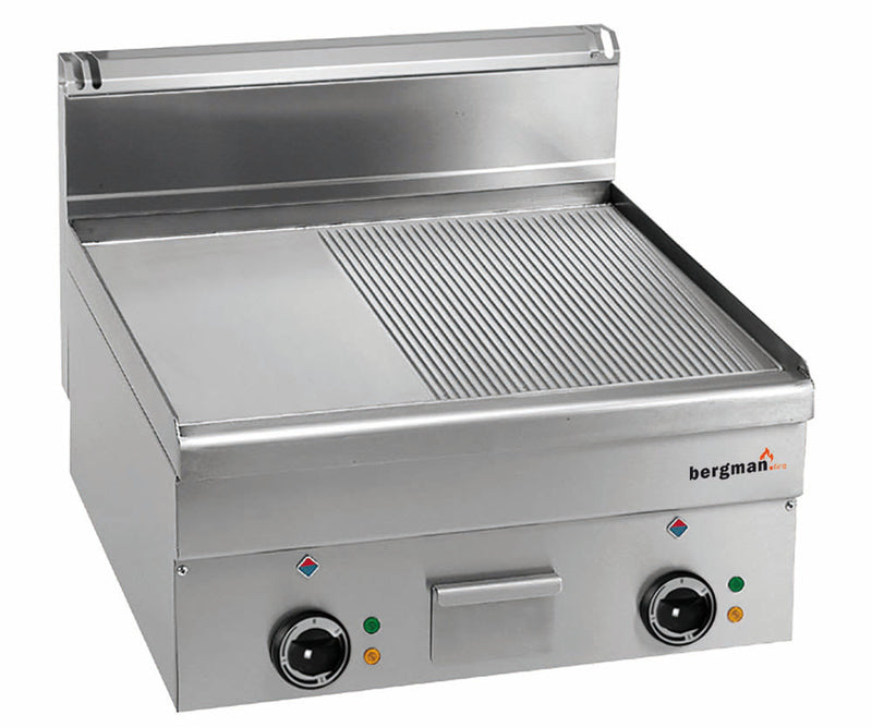Bergman Profiline Plus 600 Elektro-Grillplatte 2/3 - Glatt - 1/3 - Gerillt Verchromt - 7,5 Kw