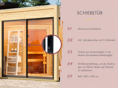 Karibu Saunahaus Monterey, Douglasie, ohne Ofen, inkl. Séparée im Vorraum, 73 mm – Vorschau 4