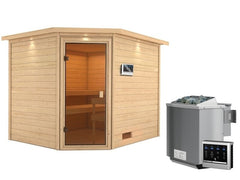 Karibu Sauna Lotta mit 9 kW Bioofen ext. Strg und Dachkranz 38 mm – Vorschau 3