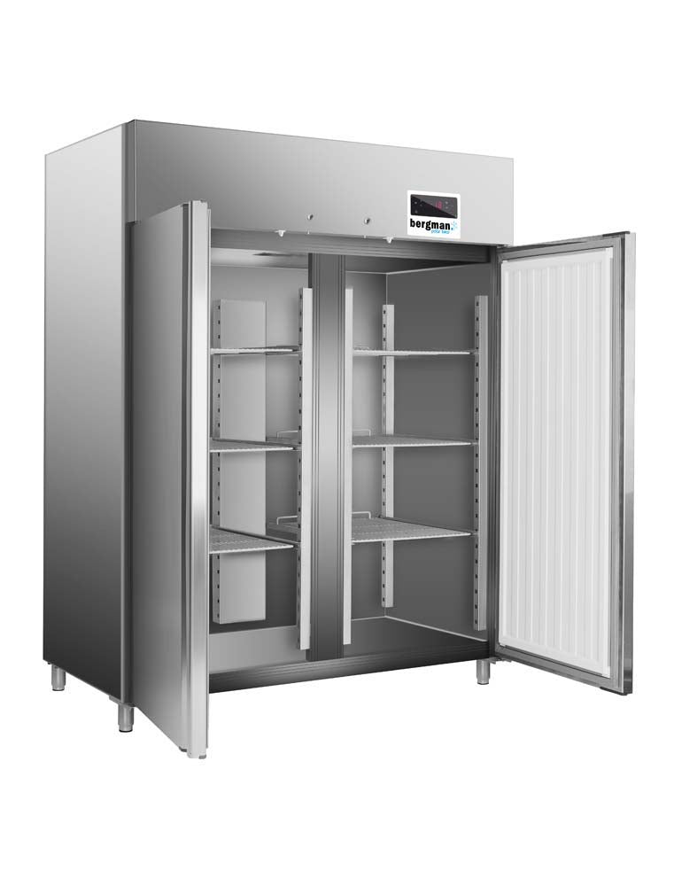 Bergman Ecoline 1400 Gastro Edelstahl-Tiefkühlschrank 2-Türig Gn 2/1 -1300 L