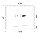 Palmako Gartenhaus Lea 14,2 m² Slide Plus aus Holz, 44 mm