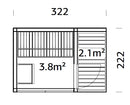 Palmako Sauna Sarah 3,8+2,1 m² aus Holz, 16 mm