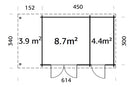 Palmako Gartenhaus Ella 13,1+3,9 m² aus Holz, 28 mm