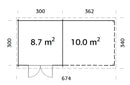 Palmako Gartenhaus Ella 8,7+10,0 m² aus Holz, 28 mm