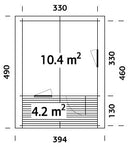 Palmako Gartenhaus Emma 10,4+4,2 m² aus Holz, 34 mm