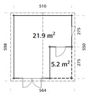 Palmako Gartenhaus Irene 21,9+5,2 m² aus Holz, 44 mm
