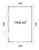 Palmako Garage Rasmus 19,0 m² ohne Tor aus Holz, 44 mm