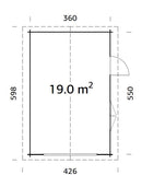 Palmako Garage Roger 19,0 m² ohne Tor aus Holz, 44 mm