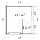 Palmako Garage Roger 21,9+5,2 m² mit Sektionaltor aus Holz, 44 mm