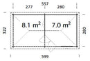 Palmako Pavillon Melanie 7,0+8,1 m² aus Holz, 28 mm