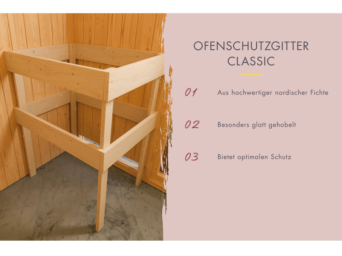 Karibu Saunahaus Skrollan 3 38 mm- 11 kW Bioofen ext. Strg- Milchglastür