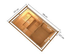 Karibu Saunahaus Skrollan 3 38 mm- 11 kW Ofen ext. Strg- moderne Tür – Vorschau 3