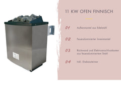 Karibu Saunahaus Skrollan 3 38 mm- 11 kW Ofen ext. Strg- moderne Tür – Vorschau 4