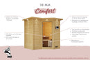 Karibu Design Sauna "Sauna Alisa" 4 Personen 9 kW Bio-Kombi Ofen + Steuergerät HUUM WIFI