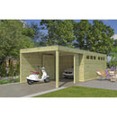 Fjordholz Holzgarage Modell QB-Line 15,30 m² + 300 cm Anbau