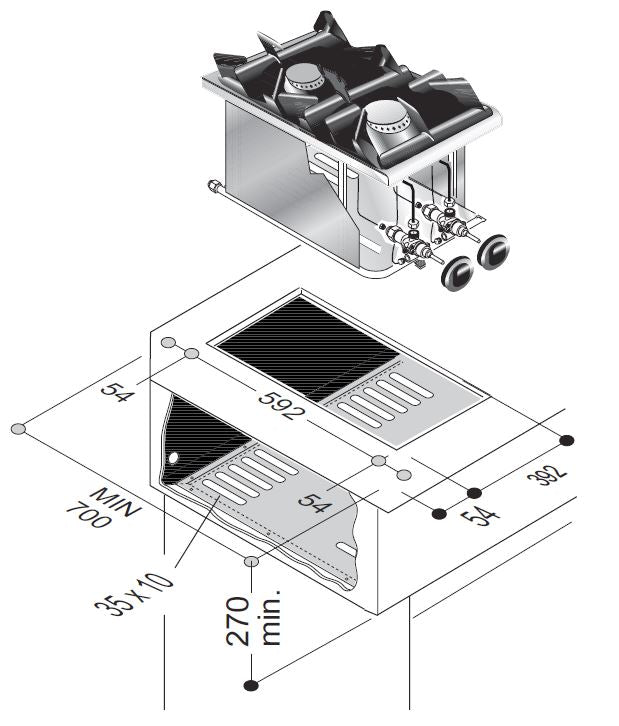 COMBISTEEL GAS STOVE 2 BR. 9KW 