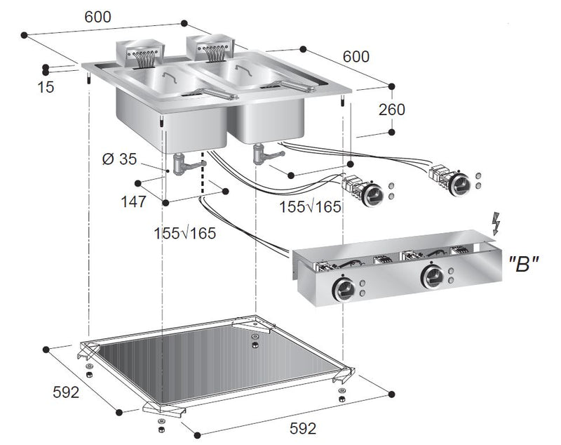 COMBISTEEL ELECTRIC FRYERS 2X10 L