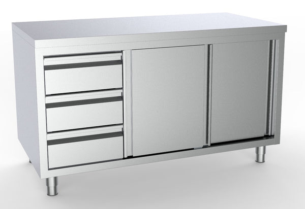 COMBISTEEL 700 WORK TABLE SLIDING DOORS DRAWERS LEFT 1600 
