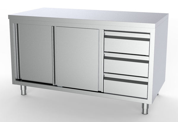 COMBISTEEL 700 WORK TABLE SLIDING DOORS DRAWERS RIGHT 1800 