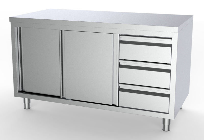 COMBISTEEL 700 WORK TABLE SLIDING DOORS DRAWERS RIGHT 1800 
