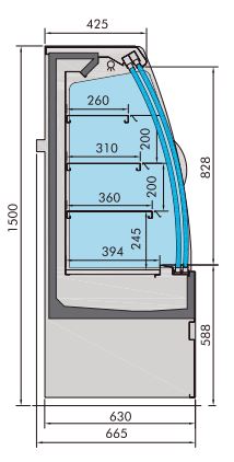 COMBISTEEL REFRIGERATED DISPLAY CABINET NOAH WITH SLIDING DOORS 1.9 