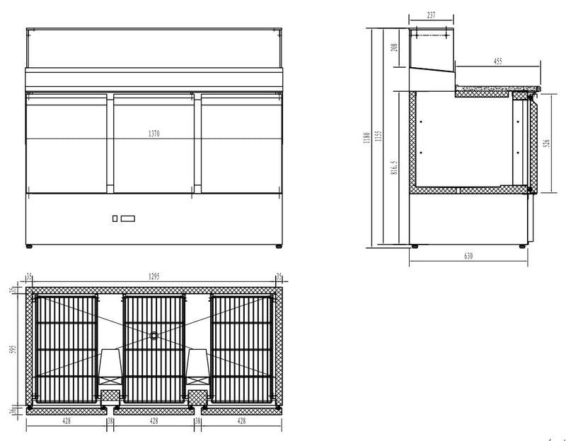 COMBISTEEL PIZZA TABLE 3 DOORS 