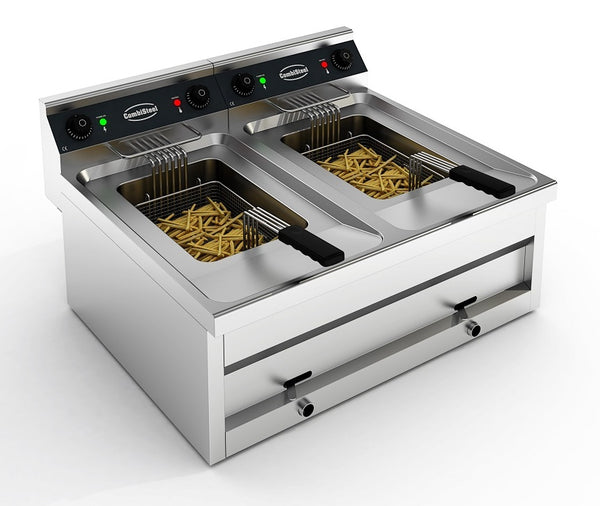 COMBISTEEL ELECTRIC TABLE TOP FRYER 2X12L 2X9KW 