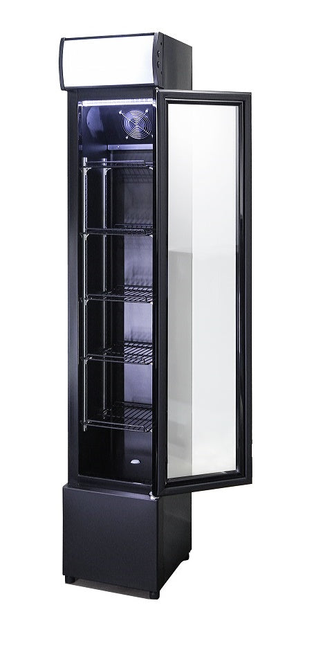 RÉFRIGÉRATEUR COMBISTEEL PORTE EN VERRE ÉTROITE NOIRE 