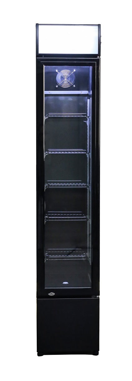 RÉFRIGÉRATEUR COMBISTEEL PORTE EN VERRE ÉTROITE NOIRE 